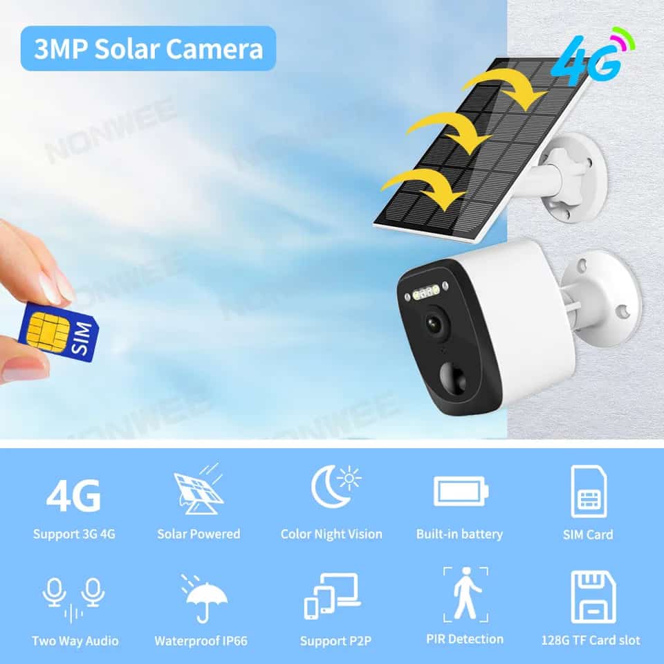 4G Wi-Fi solar camera with simcard