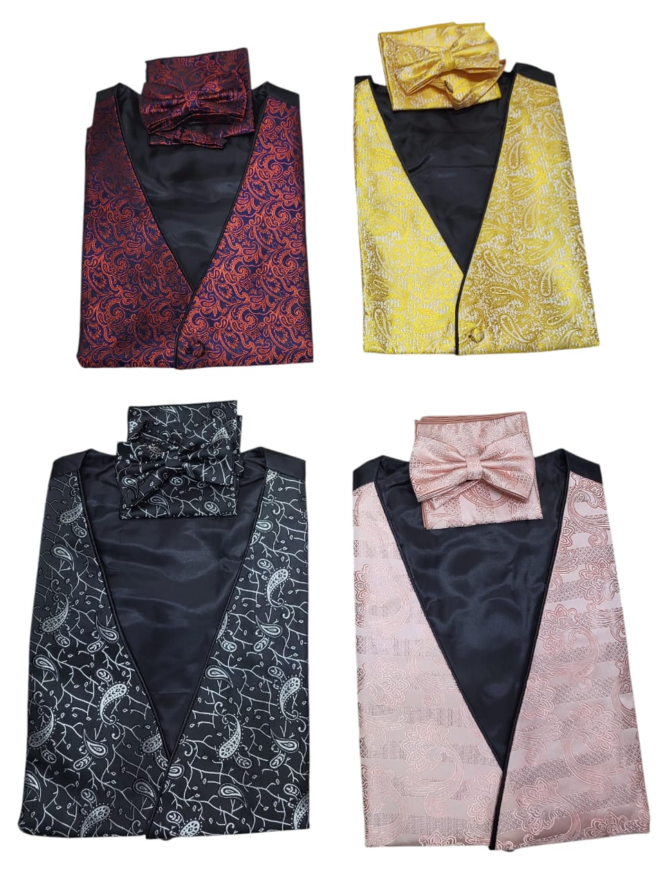 Matching waist oat,bowtie and pocket sq set